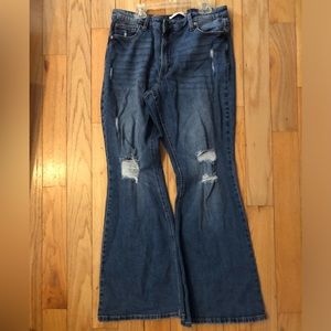 Celebrity Pink Blue Jeans in excellent condition wide legs Distressed size 15.